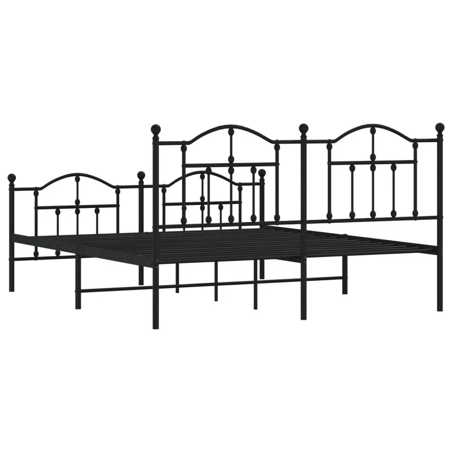 Cadre de lit métal sans matelas avec pied de lit noir 180x200cm - 7