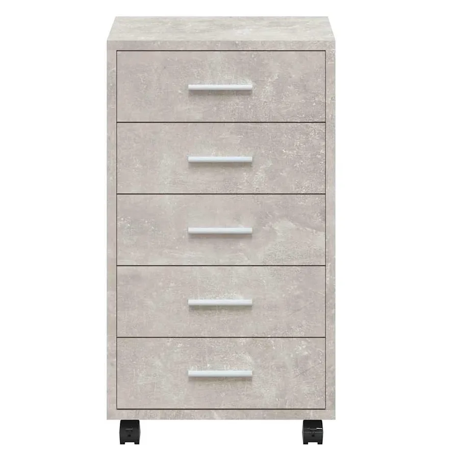 Armoire à tiroirs avec roulettes Gris béton Bois d'ingénierie - 6