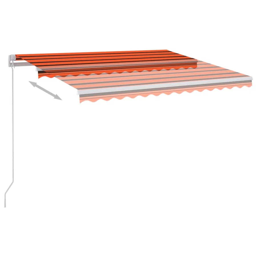 Auvent manuel rétractable avec LED 300x250 cm Orange et marron - 6
