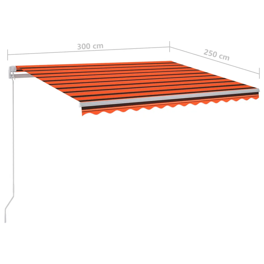 Auvent manuel rétractable avec LED 300x250 cm Orange et marron - 7