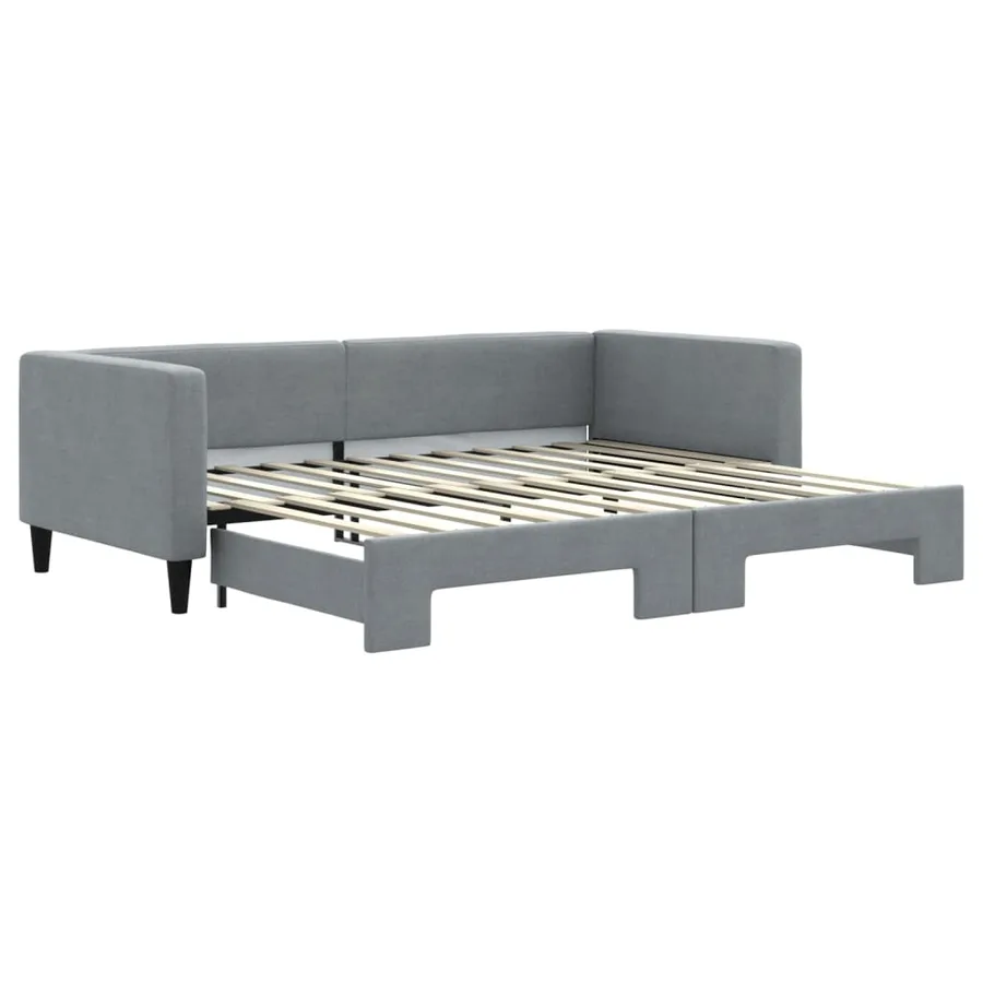 Lit de jour avec gigogne sans matelas gris clair 90x200 cm - 2