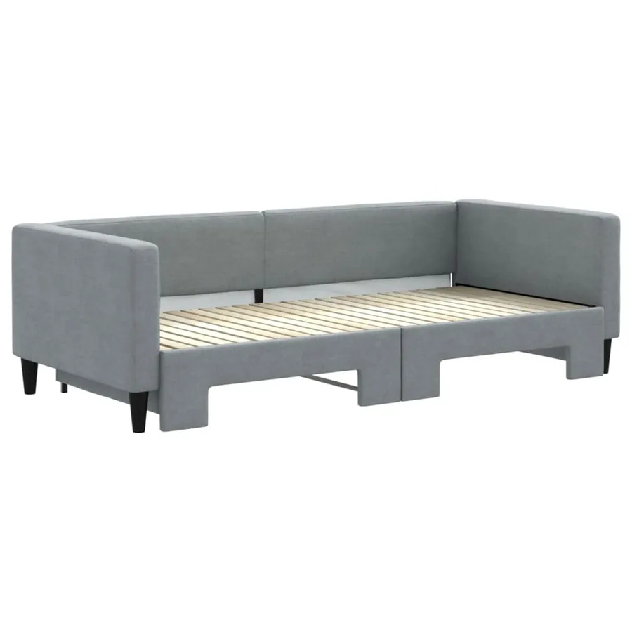 Lit de jour avec gigogne sans matelas gris clair 90x200 cm - 3