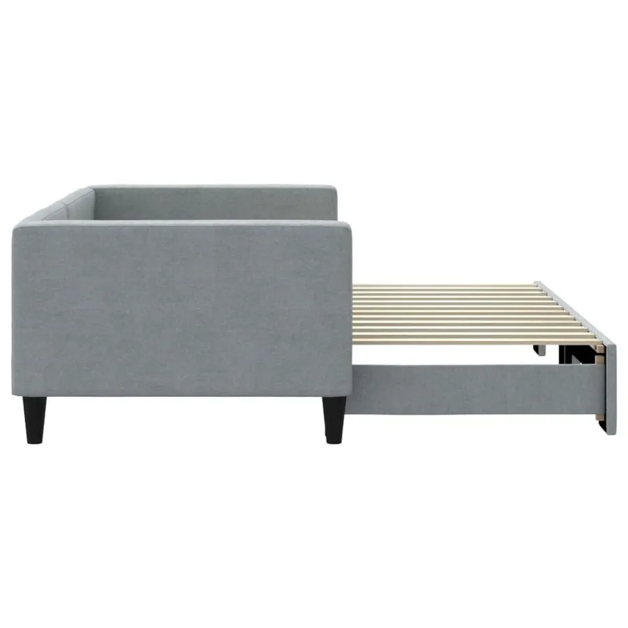 Lit de jour avec gigogne sans matelas gris clair 90x200 cm - 4