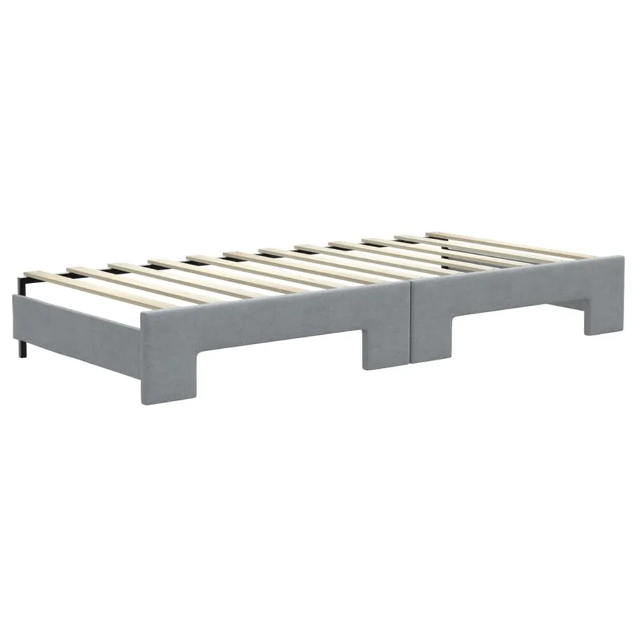 Lit de jour avec gigogne sans matelas gris clair 90x200 cm - 8