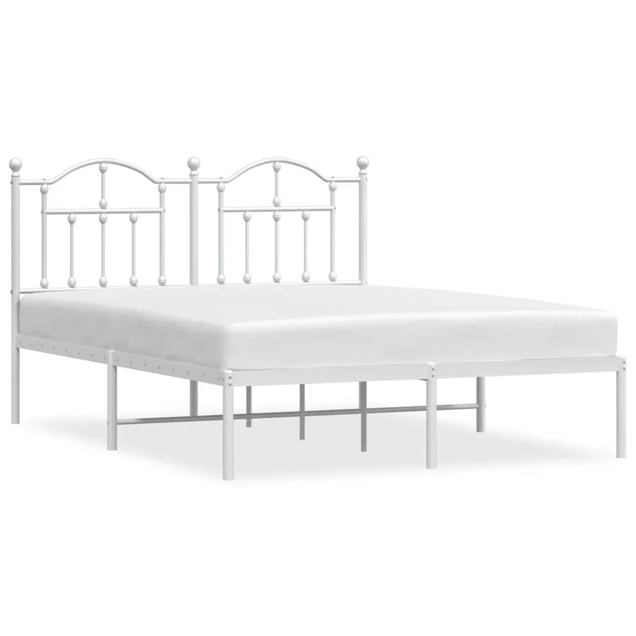 Cadre de lit métal sans matelas et tête de lit blanc 140x200 cm - 2