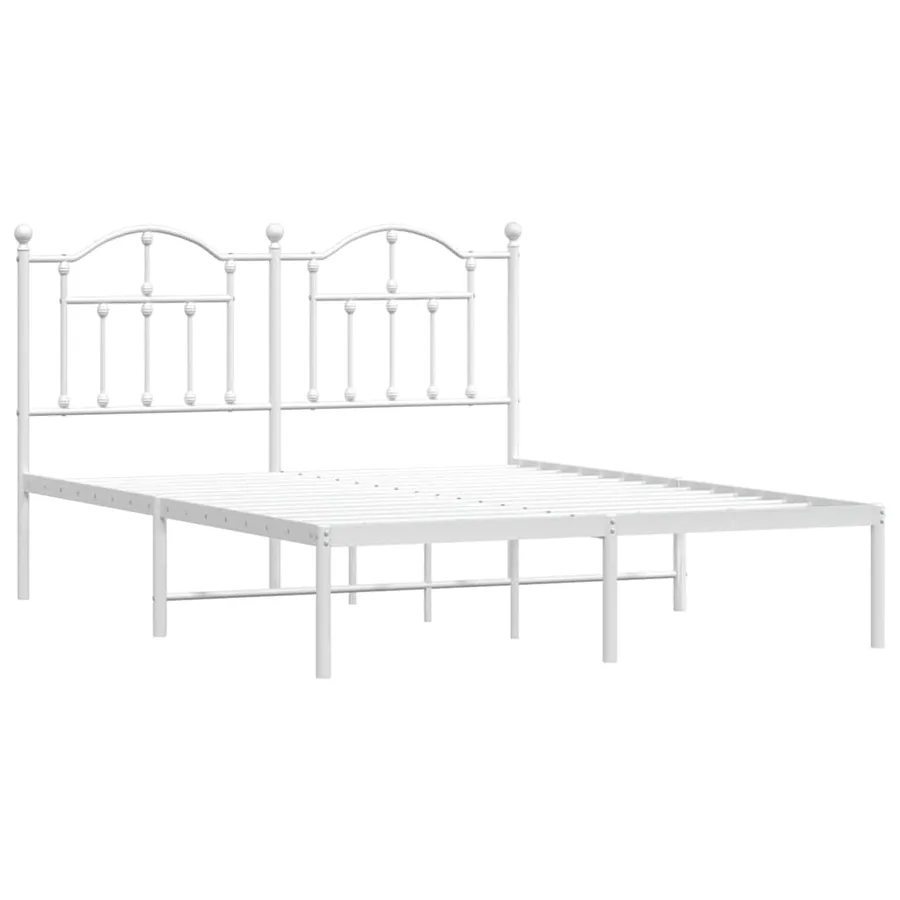 Cadre de lit métal sans matelas et tête de lit blanc 140x200 cm - 3