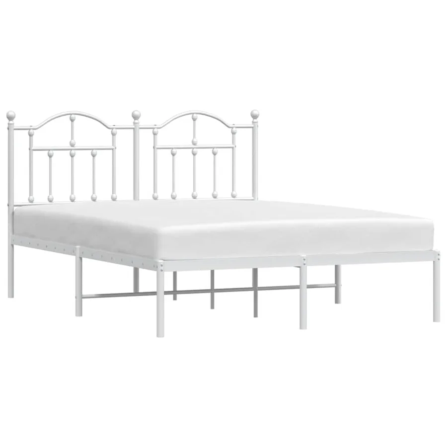 Cadre de lit métal sans matelas et tête de lit blanc 140x200 cm - 4