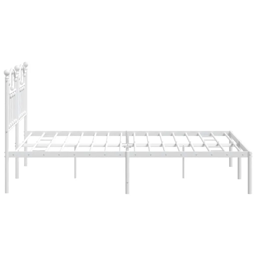 Cadre de lit métal sans matelas et tête de lit blanc 140x200 cm - 6