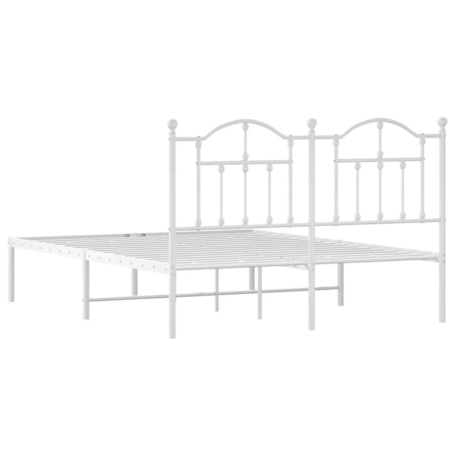 Cadre de lit métal sans matelas et tête de lit blanc 140x200 cm - 7