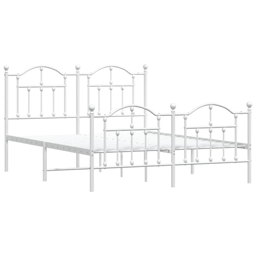Cadre de lit métal sans matelas et pied de lit blanc 140x200 cm - 3