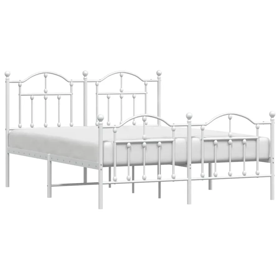 Cadre de lit métal sans matelas et pied de lit blanc 140x200 cm - 4