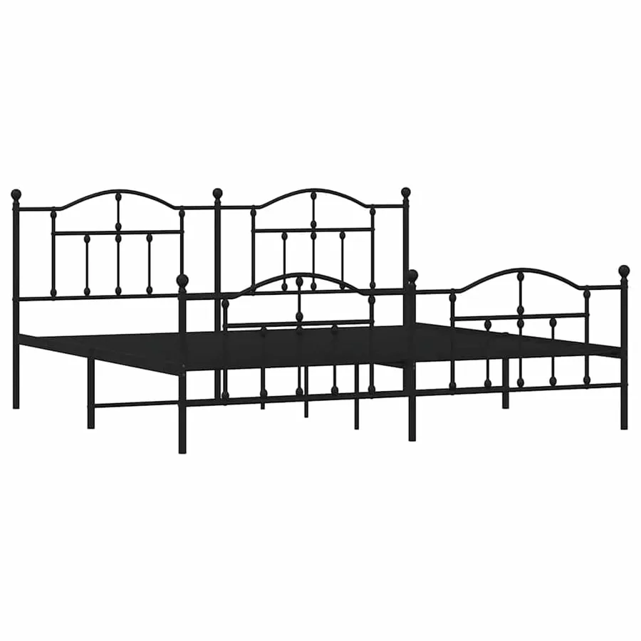 Cadre de lit métal sans matelas avec pied de lit noir 193x203cm - 3