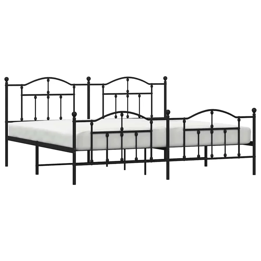 Cadre de lit métal sans matelas avec pied de lit noir 193x203cm - 5