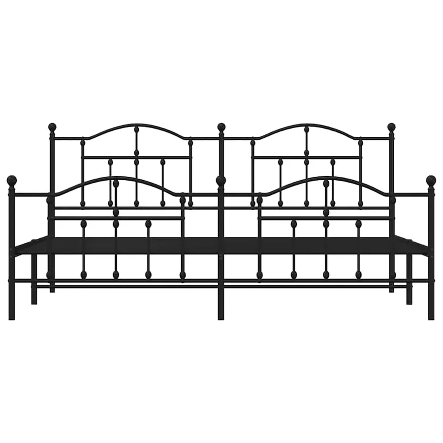 Cadre de lit métal sans matelas avec pied de lit noir 193x203cm - 6