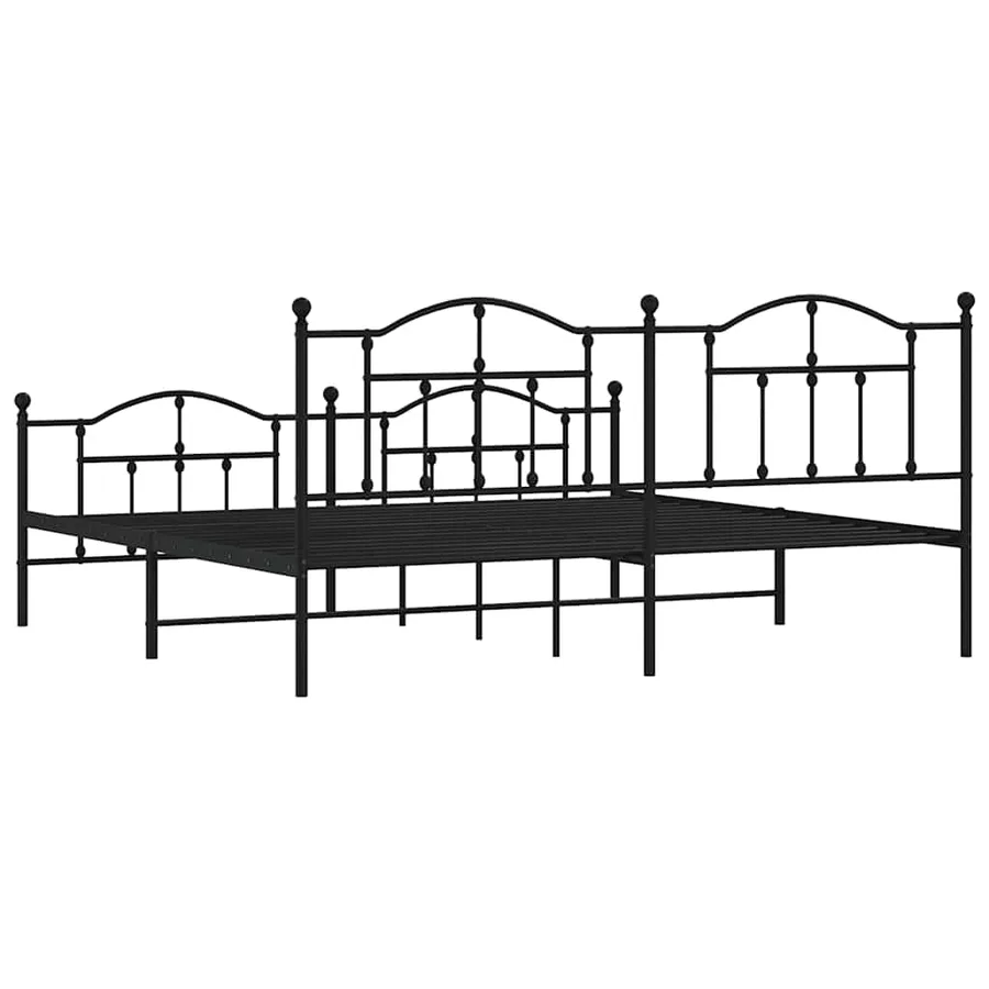 Cadre de lit métal sans matelas avec pied de lit noir 193x203cm - 8