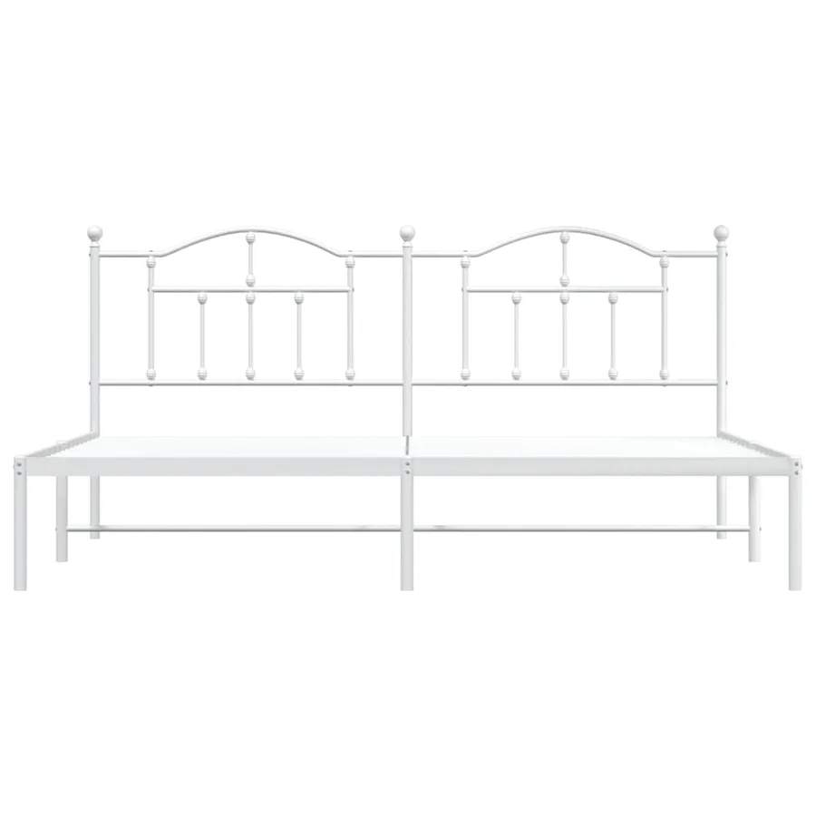 Cadre de lit métal sans matelas et tête de lit blanc 193x203 cm - 6