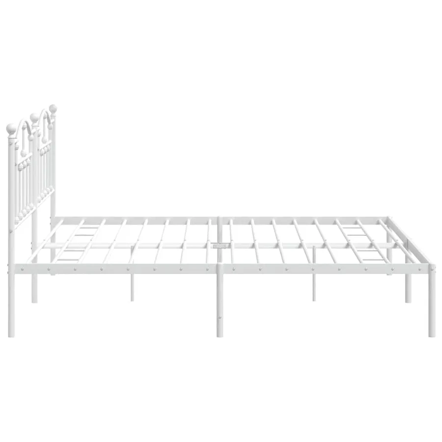 Cadre de lit métal sans matelas et tête de lit blanc 193x203 cm - 7