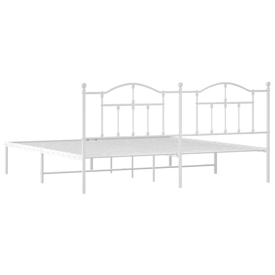 Cadre de lit métal sans matelas et tête de lit blanc 193x203 cm - 8