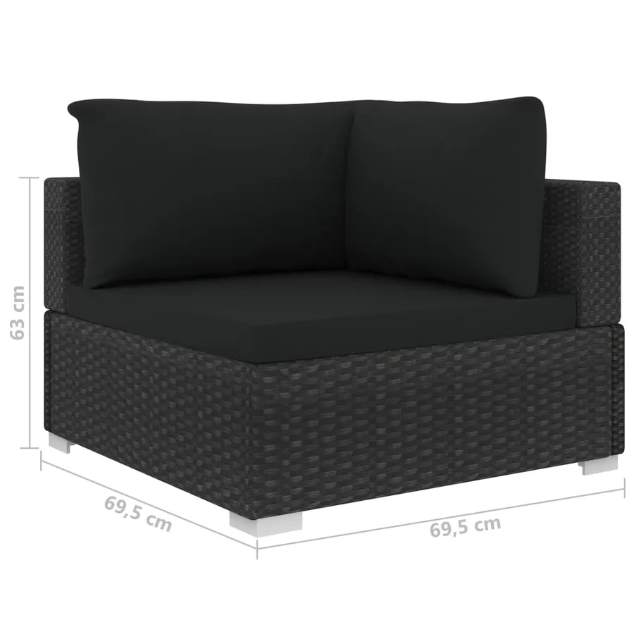 Salon de jardin 10 pcs avec coussins Résine tressée Noir - 10