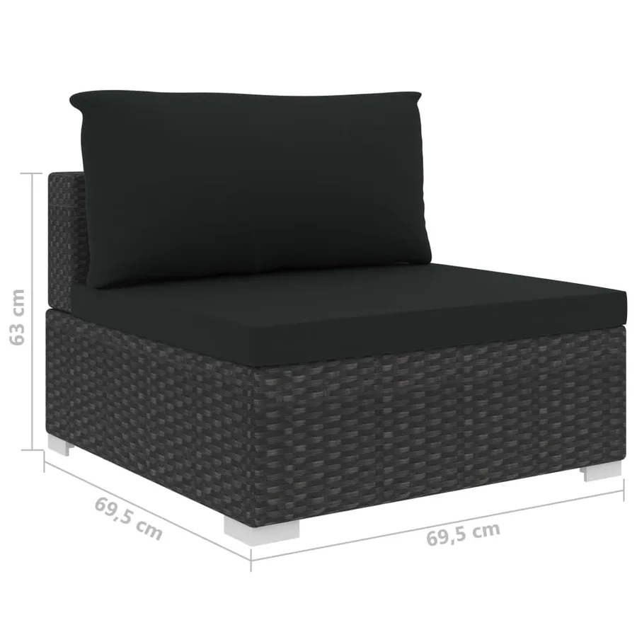 Salon de jardin 10 pcs avec coussins Résine tressée Noir - 11