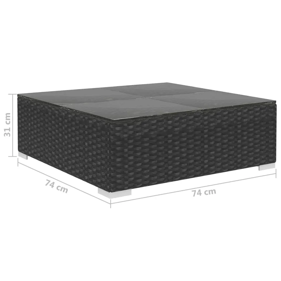 Salon de jardin 10 pcs avec coussins Résine tressée Noir - 13