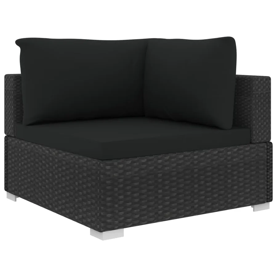 Salon de jardin 10 pcs avec coussins Résine tressée Noir - 4