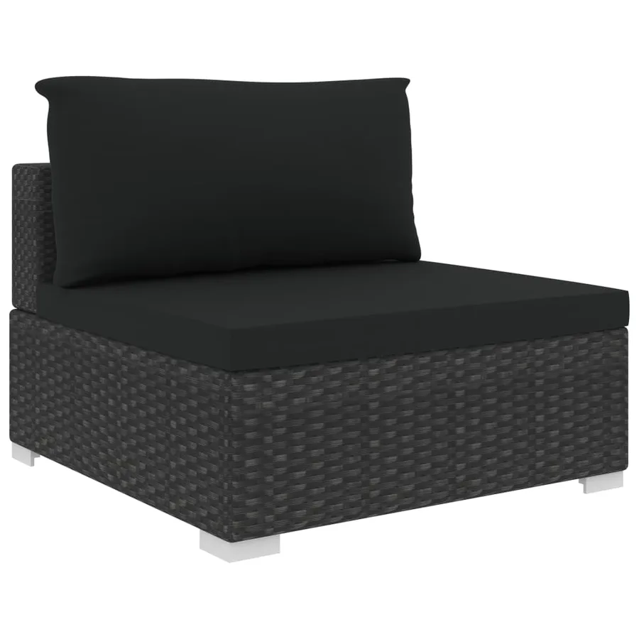 Salon de jardin 10 pcs avec coussins Résine tressée Noir - 5