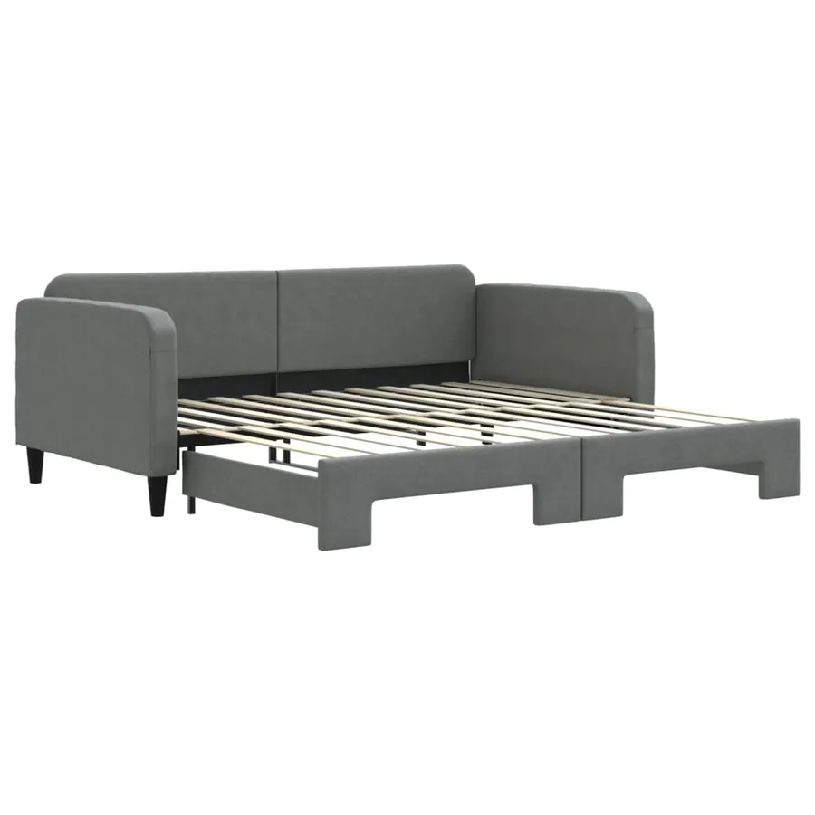 Lit de jour avec gigogne sans matelas gris foncé 100x200 cm - 2