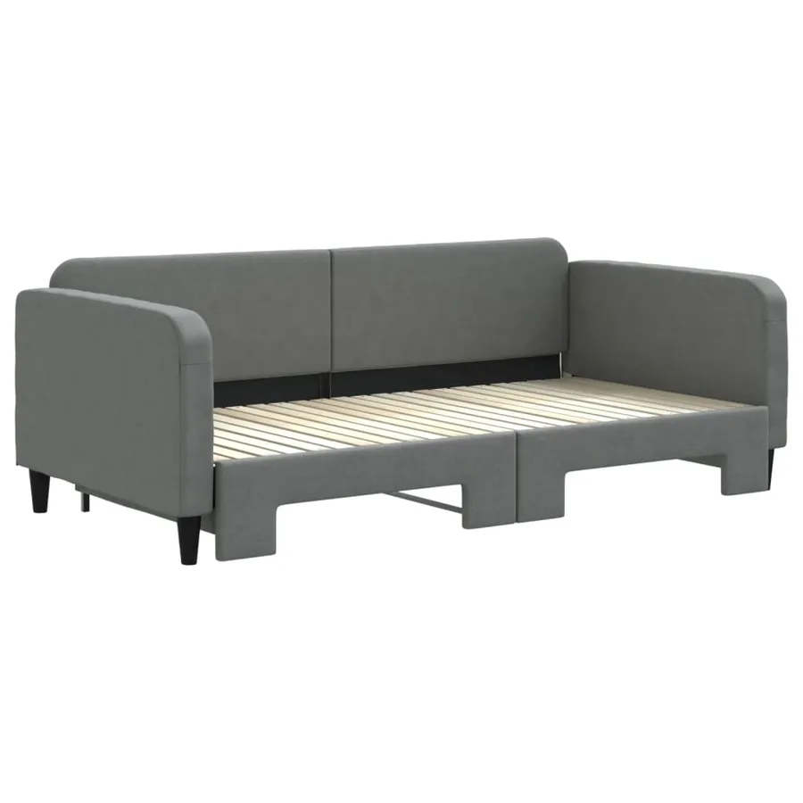 Lit de jour avec gigogne sans matelas gris foncé 100x200 cm - 3