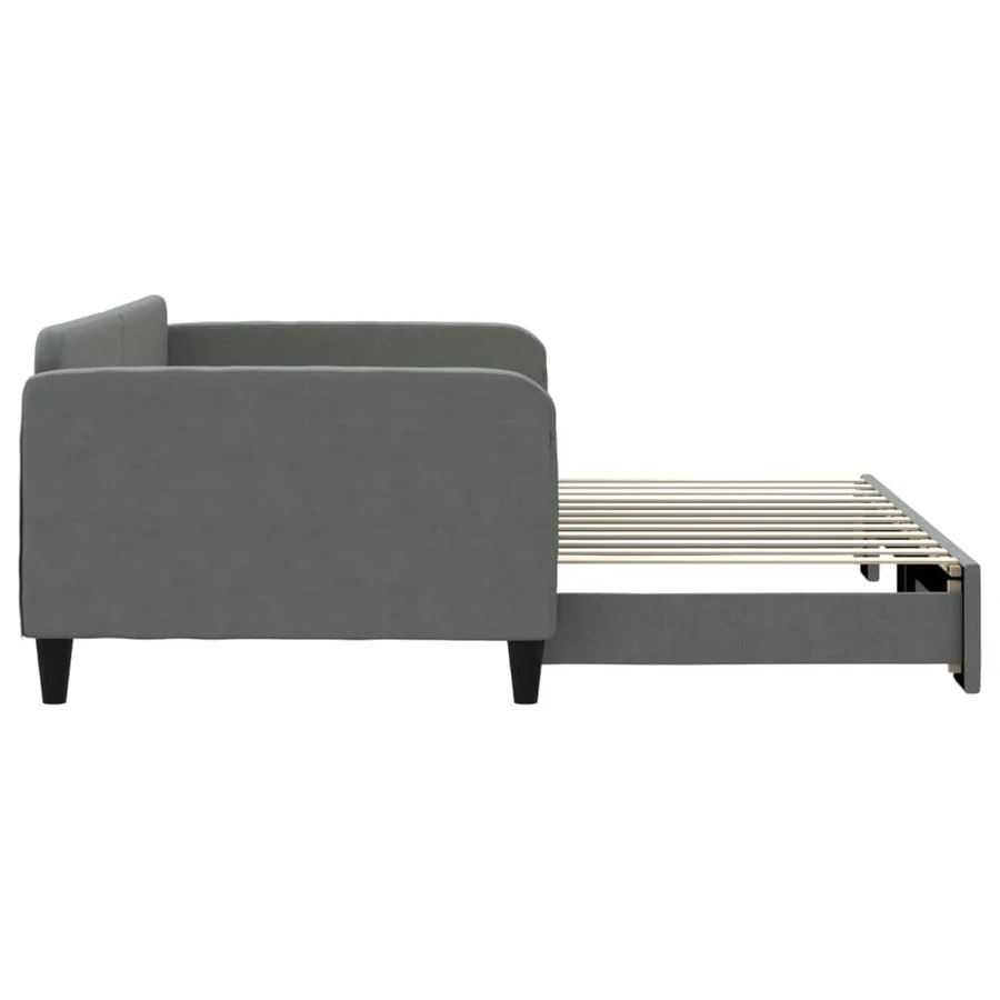 Lit de jour avec gigogne sans matelas gris foncé 100x200 cm - 4