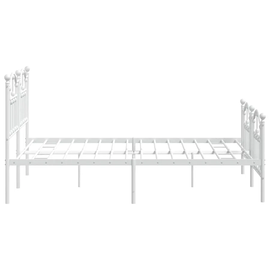 Cadre de lit métal sans matelas et pied de lit blanc 135x190 cm - 7