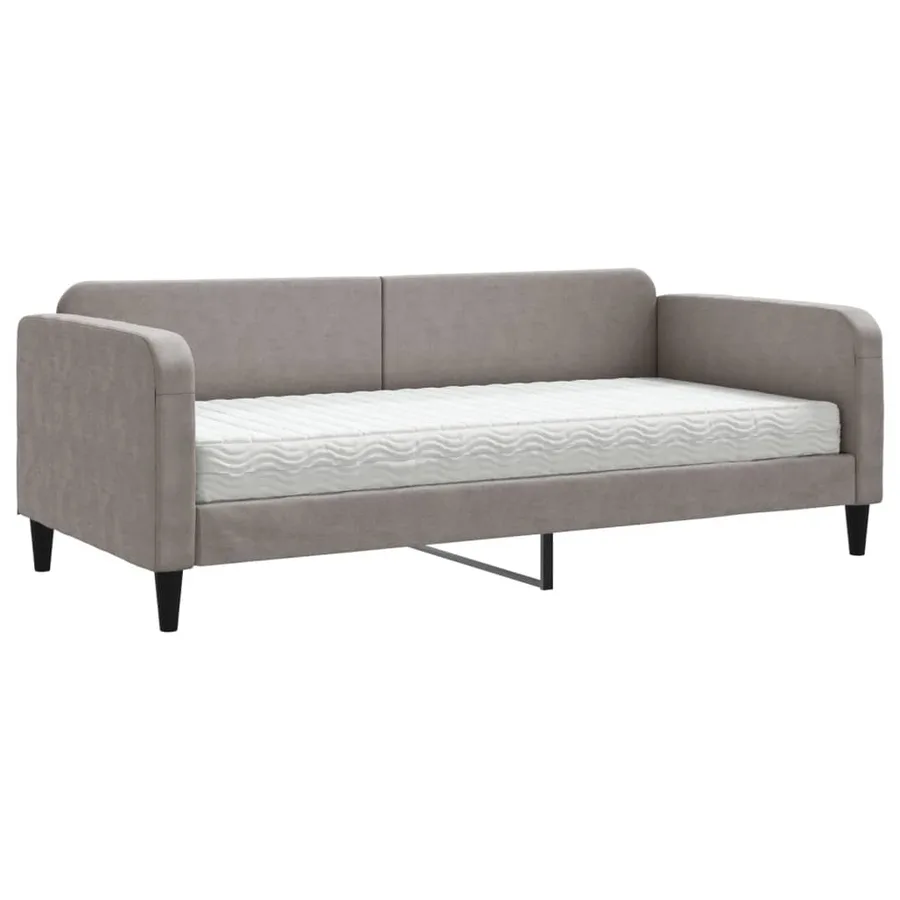 Lit de jour avec matelas taupe 90x200 cm tissu - 2
