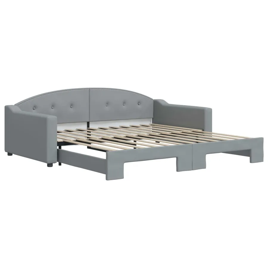 Lit de jour avec gigogne sans matelas gris clair 100x200 cm - 2
