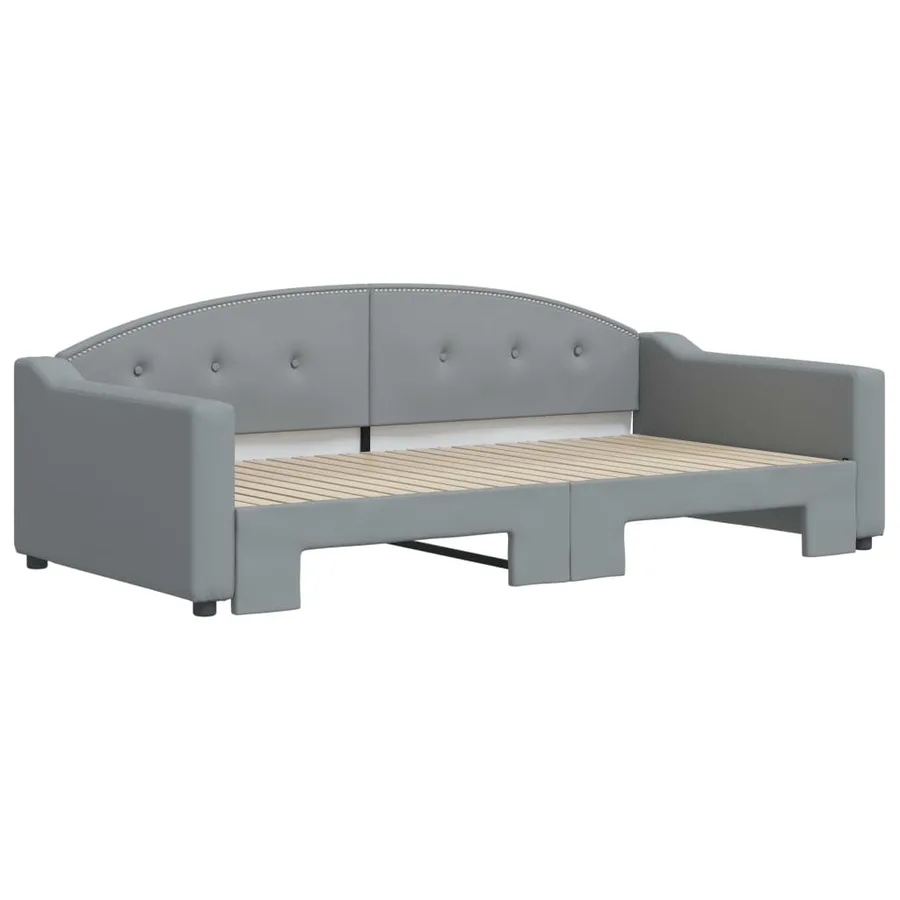 Lit de jour avec gigogne sans matelas gris clair 100x200 cm - 3