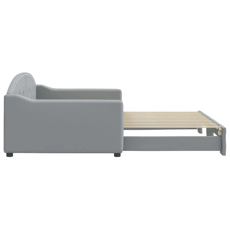 Lit de jour avec gigogne sans matelas gris clair 100x200 cm - 4