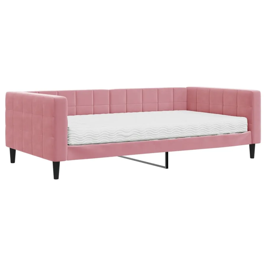 Lit de jour avec matelas rose 100x200 cm velours - 2