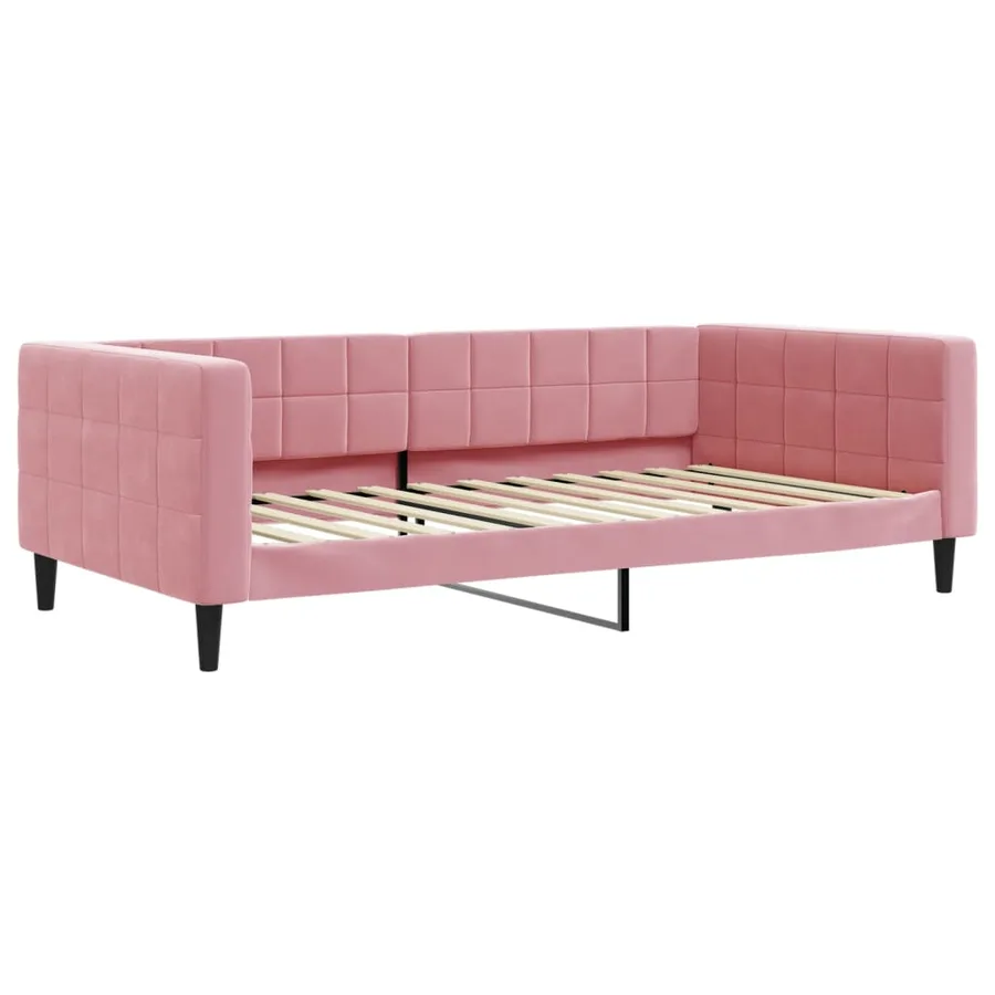 Lit de jour avec matelas rose 100x200 cm velours - 3