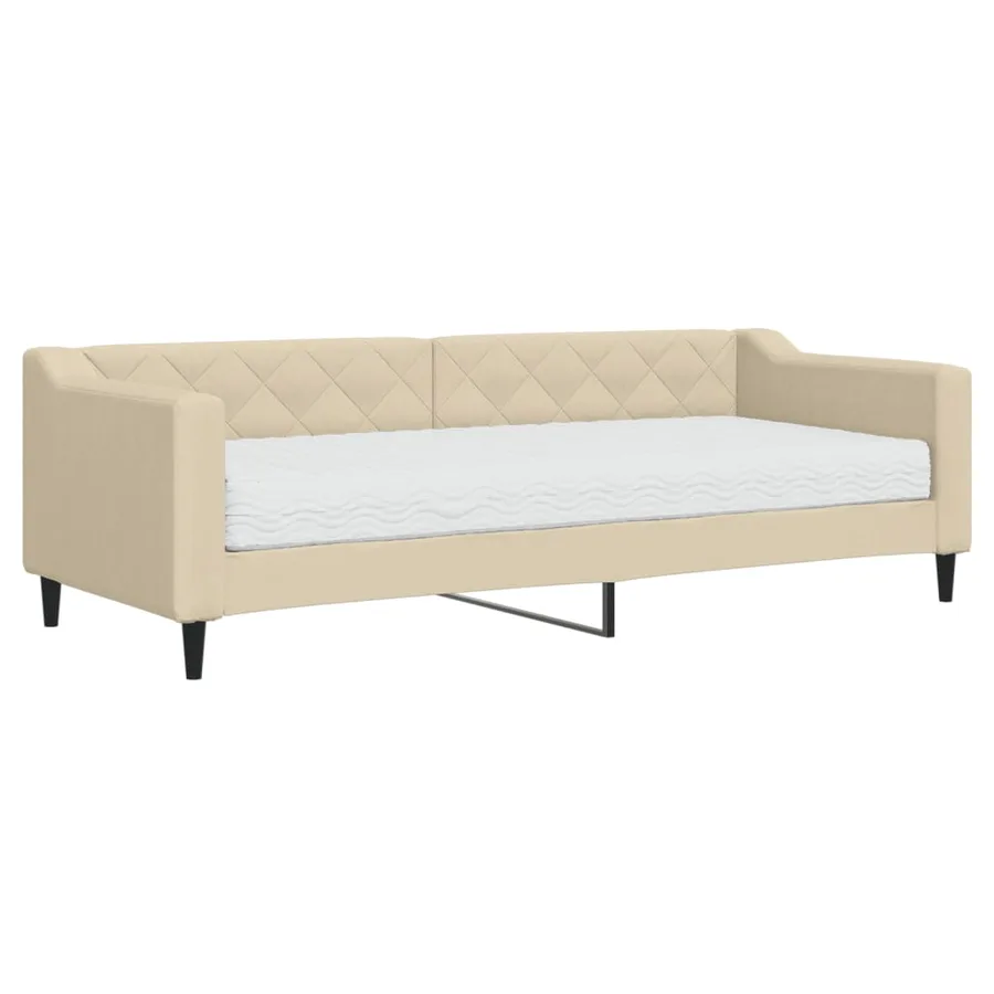 Lit de jour avec matelas crème 80x200 cm tissu - 2