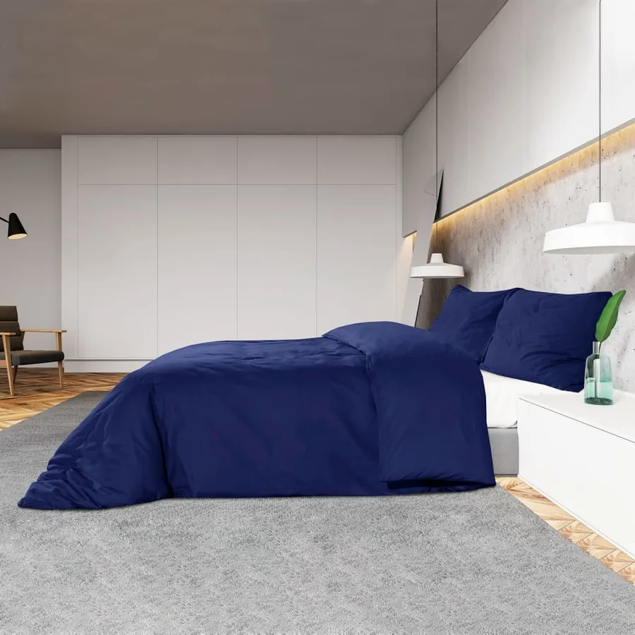Ensemble de housse de couette Bleu marine 135x200 cm Coton - 4
