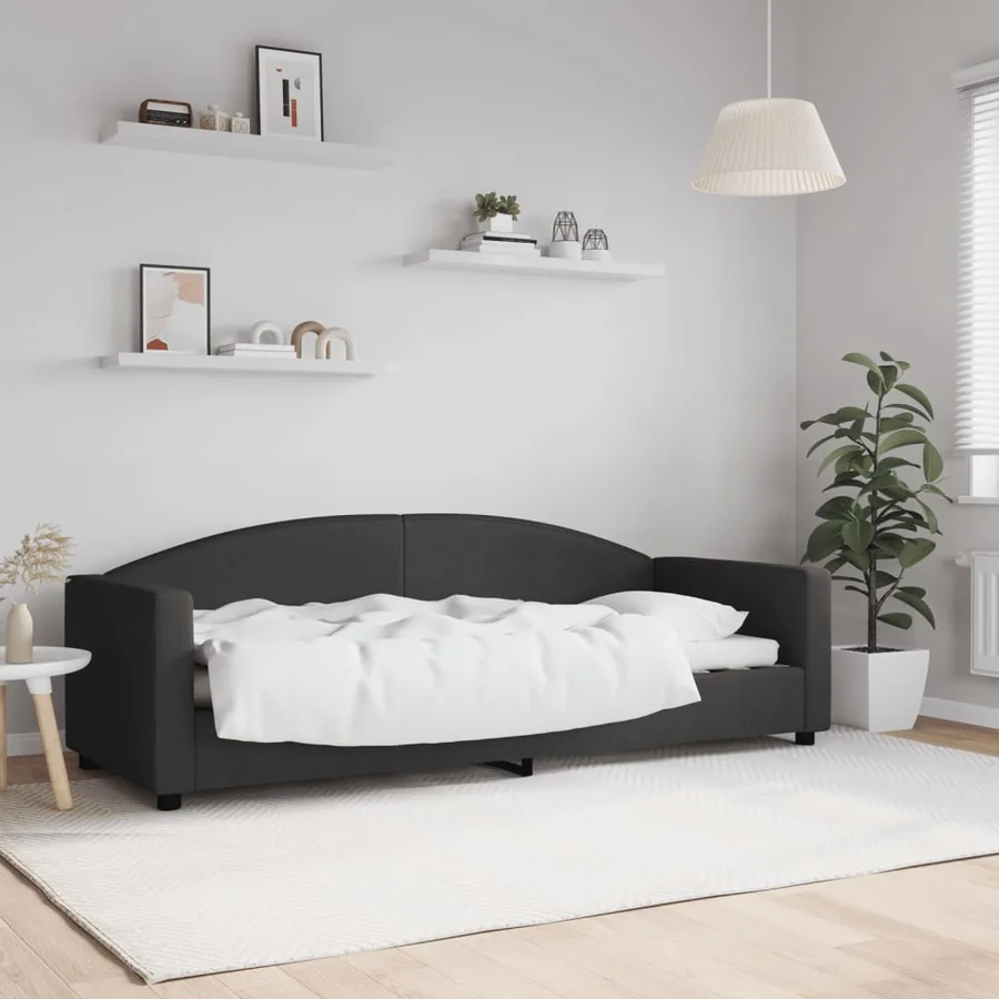 Lit de repos sans matelas noir 80x200 cm tissu