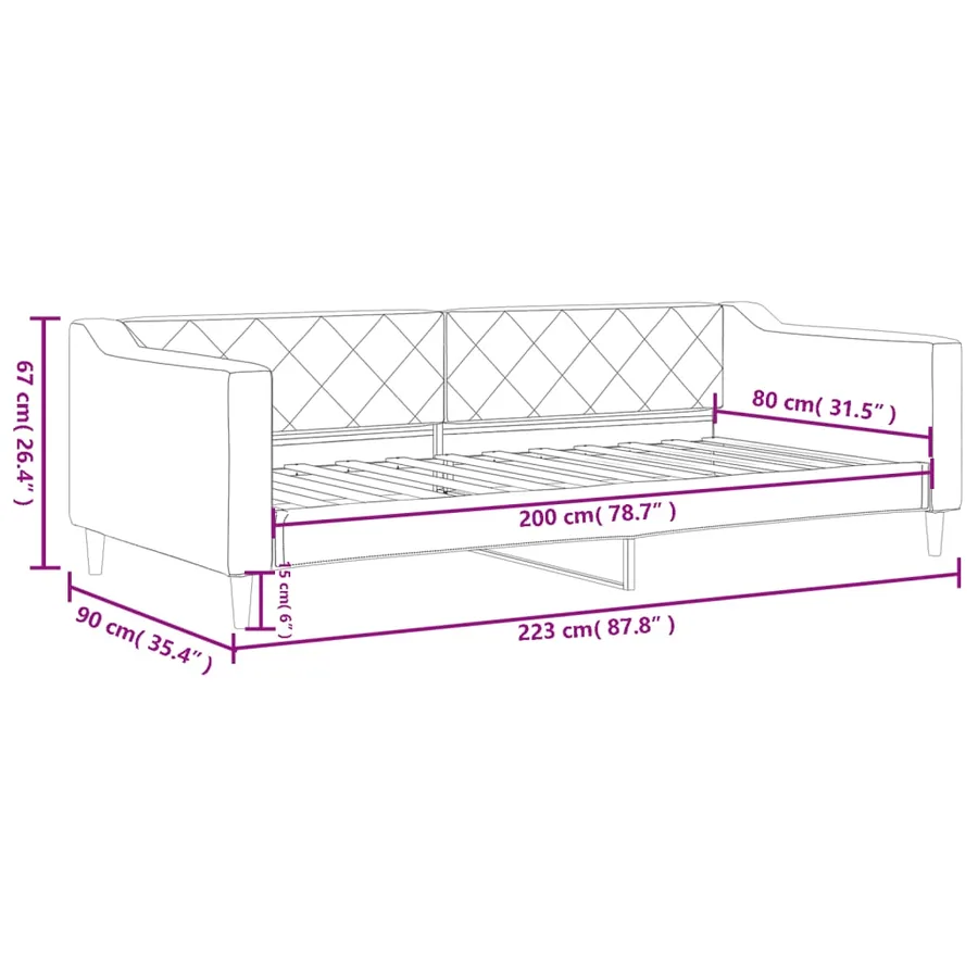 Lit de repos sans matelas crème 80x200 cm tissu - 8