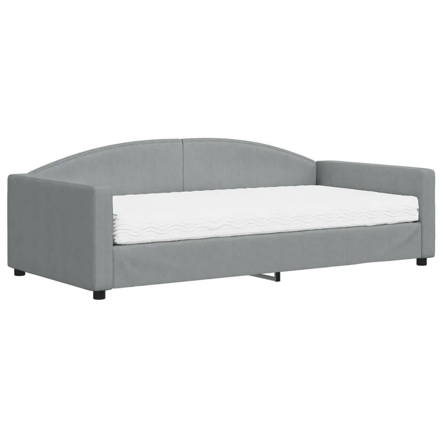 Lit de jour avec matelas gris clair 100x200 cm tissu - 2