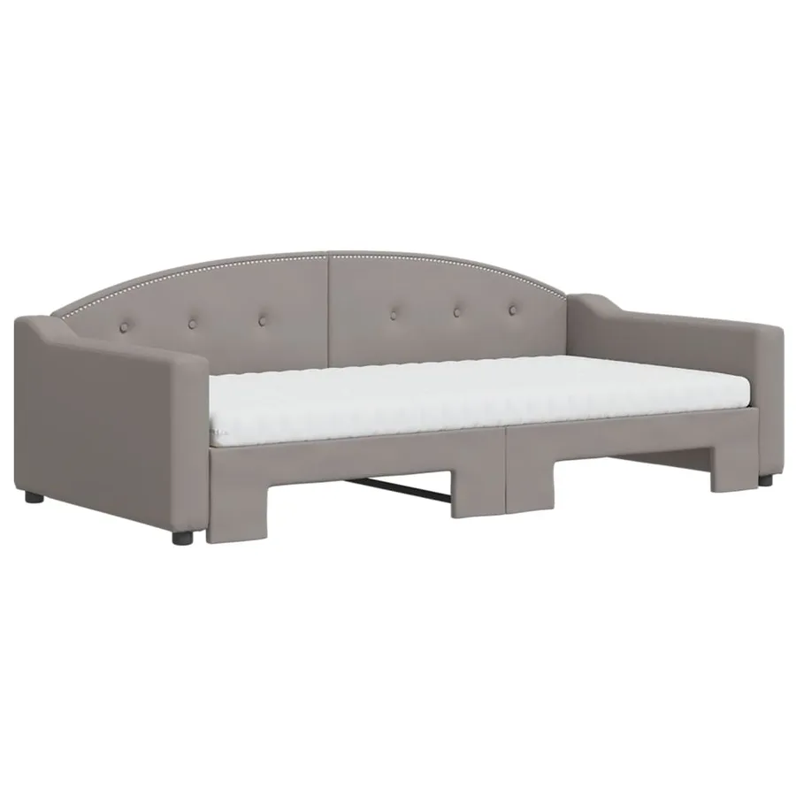 Lit de jour avec gigogne et matelas taupe 100x200 cm tissu - 3