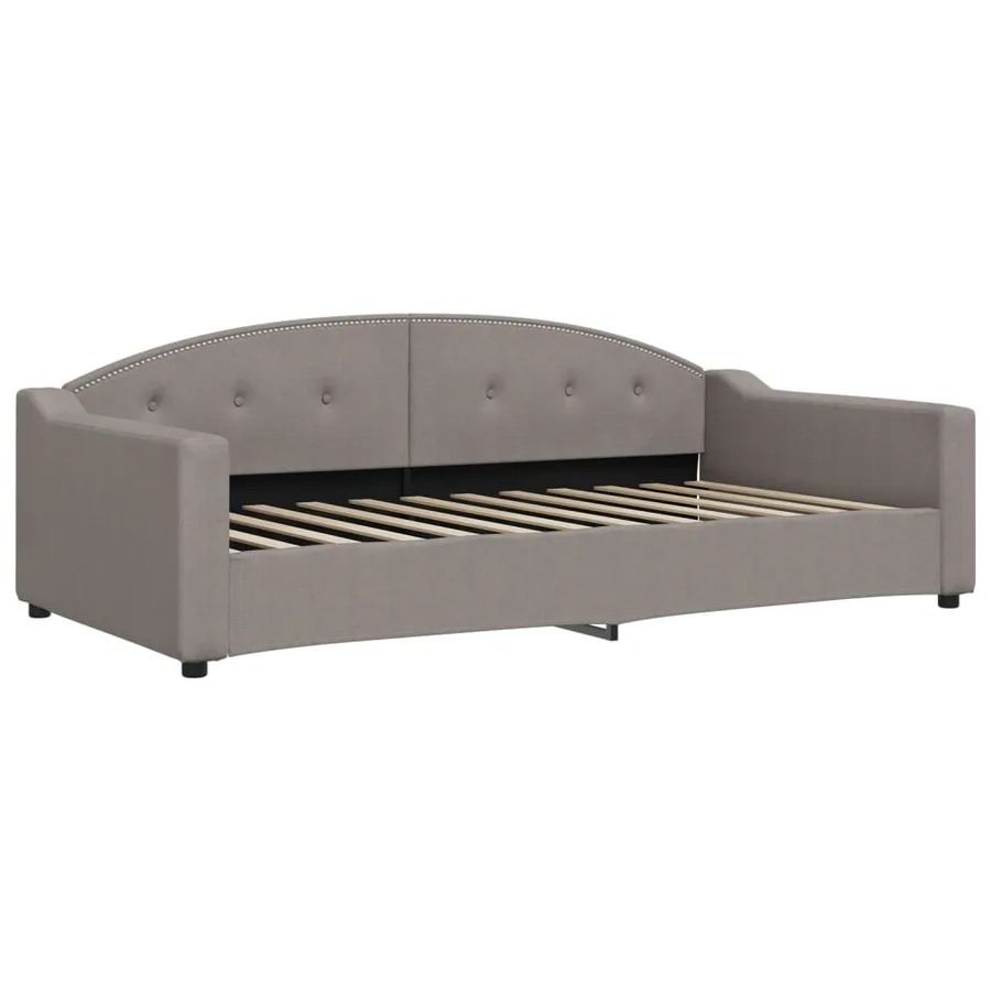 Lit de jour avec gigogne et matelas taupe 100x200 cm tissu - 4