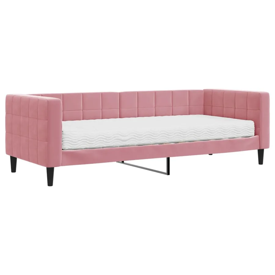 Lit de jour avec matelas rose 80x200 cm velours - 2
