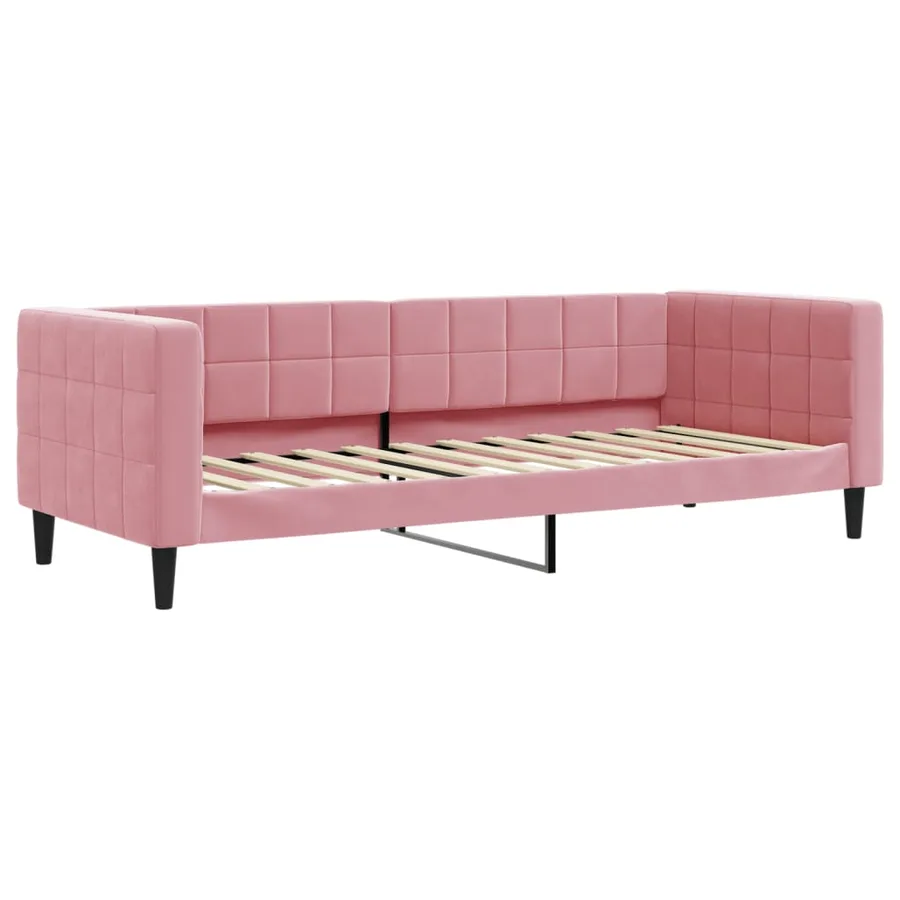 Lit de jour avec matelas rose 80x200 cm velours - 3