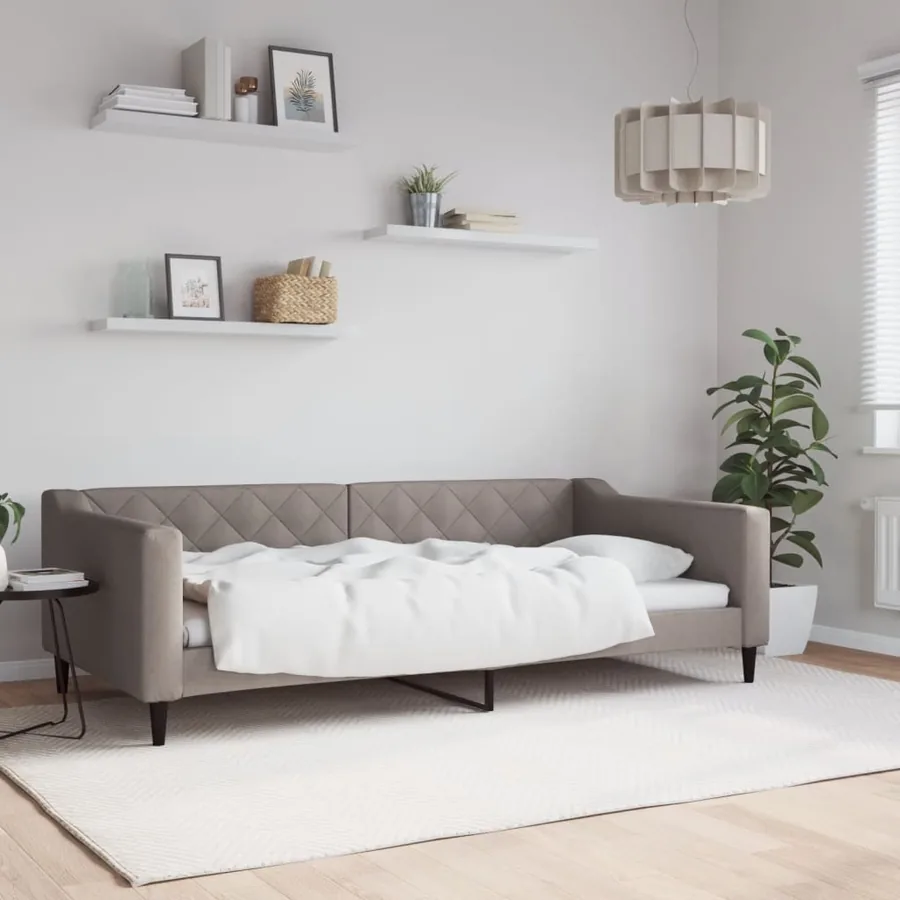 Lit de repos taupe 100x200 cm tissu