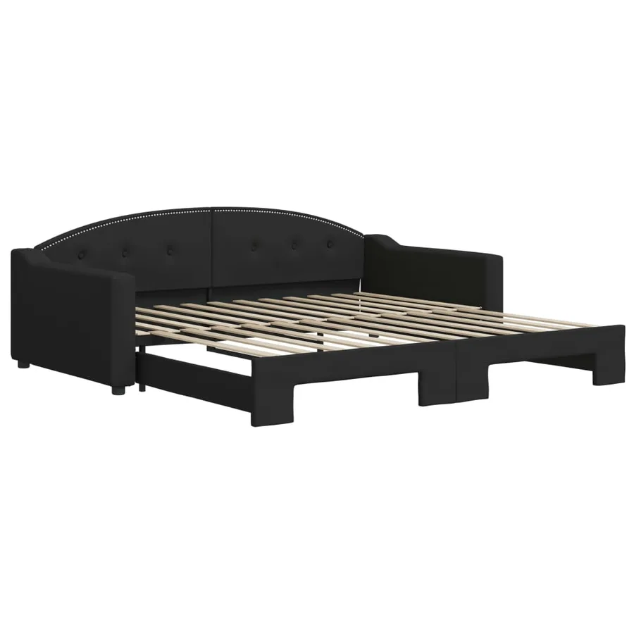Lit de jour avec gigogne sans matelas noir 100x200 cm - 2