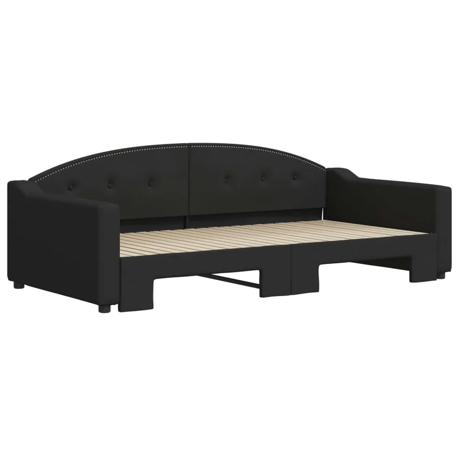 Lit de jour avec gigogne sans matelas noir 100x200 cm - 3