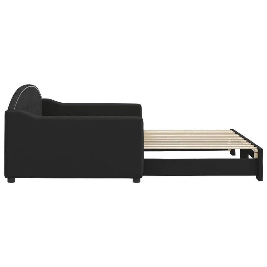 Lit de jour avec gigogne sans matelas noir 100x200 cm - 4